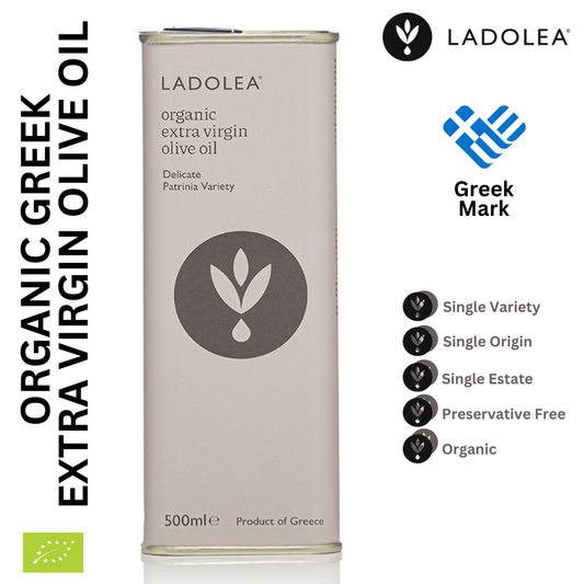 Ladolea Organic Greek Extra Virgin Olive Oil in a White Tin - 500ml