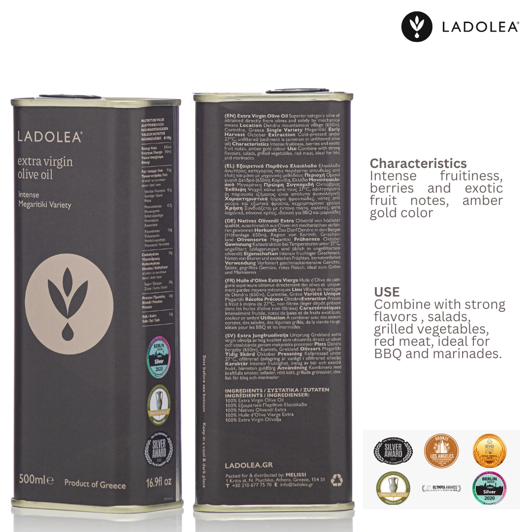 Ladolea Greek Extra Virgin Olive Oil in Black Tin - 500ml