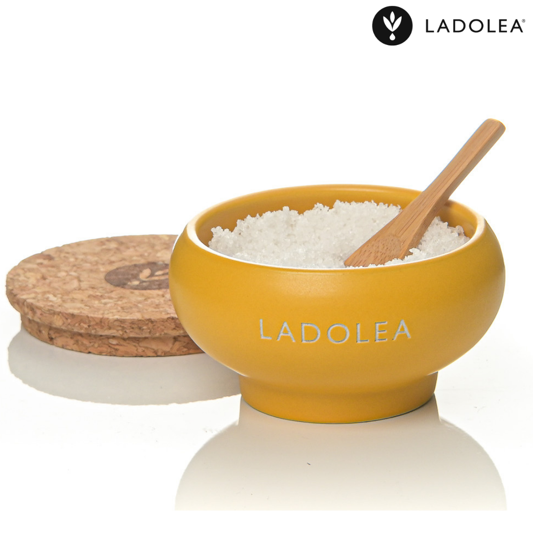 Ladolea Fleur de Sel Greek Sea Salt in a Ceramic Pot, 100g