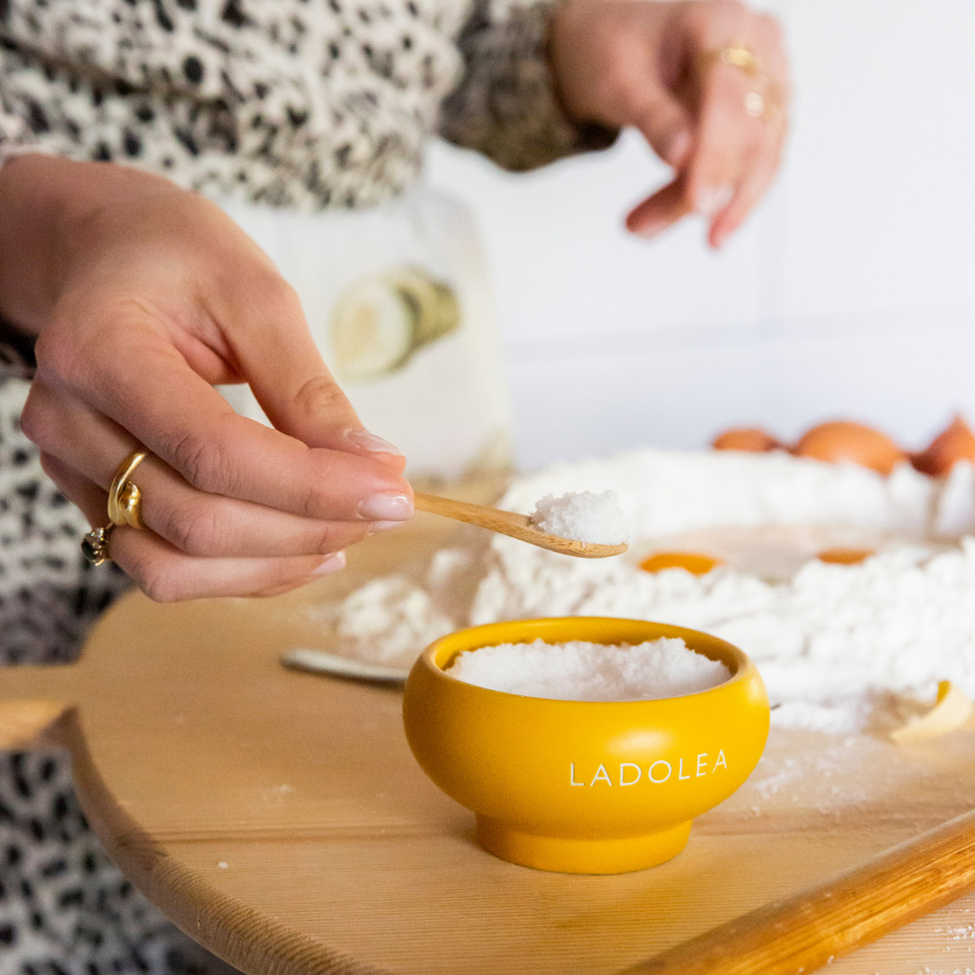 Ladolea Fleur de Sel Greek Sea Salt in a Ceramic Pot, 100g