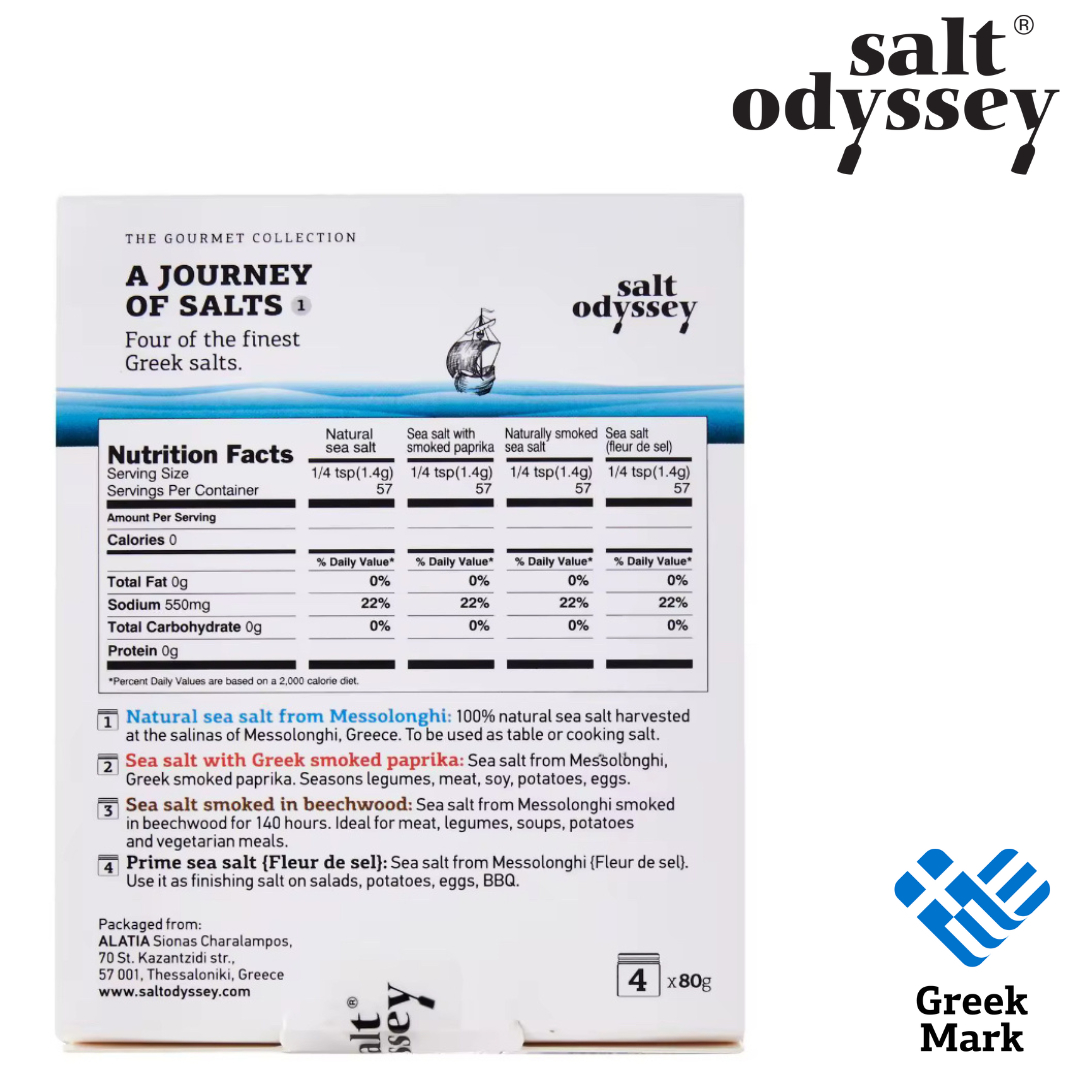 Salt Odyssey A Journey Of Salts - Four Of The Finest Greek Salts, 4 x 80gr
