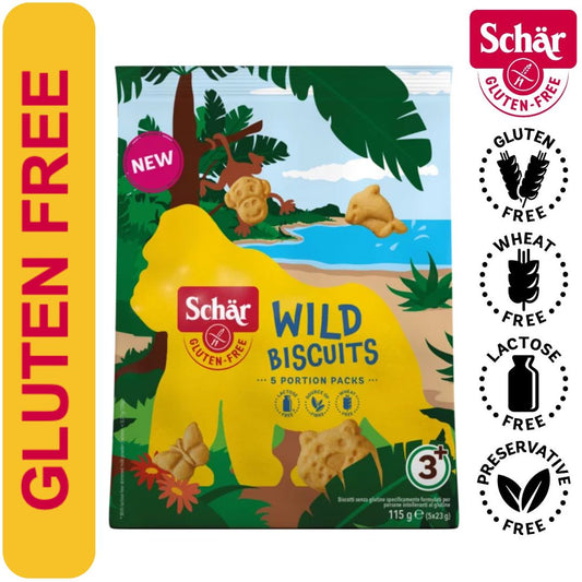 Schar Gluten Free Wild Biscuits - 115gr (5x23g). Age 3+