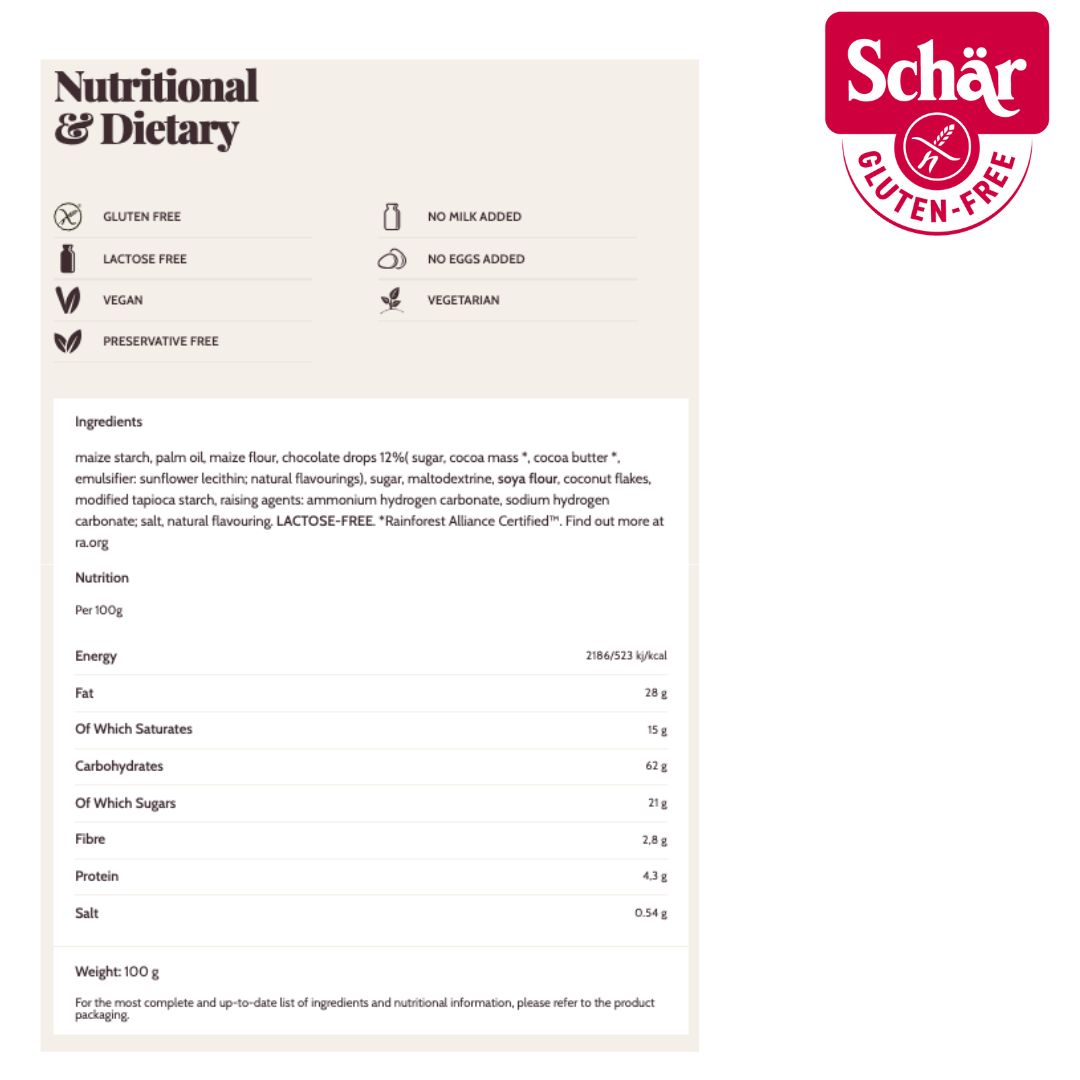 Schar "Choco Chip" Chocolate Chip Gluten Free Cookies - 100gr