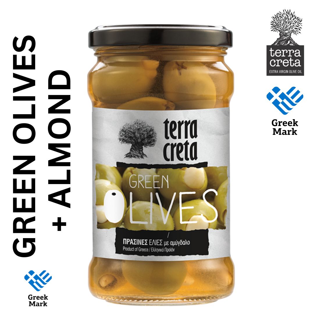 Terra Creta Greek Green Olives Stuffed with Almonds - 290gr