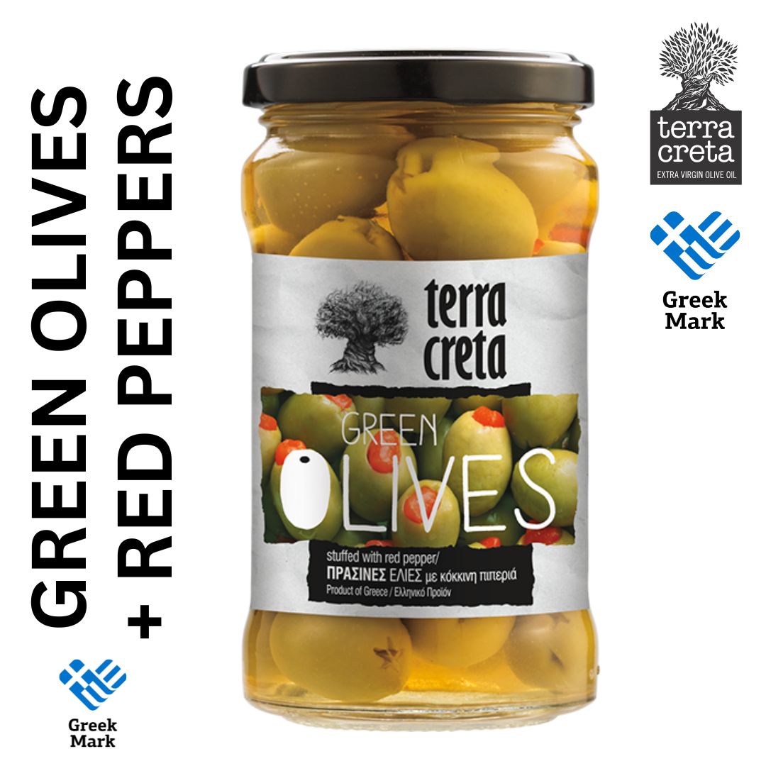 Terra Creta Greek Green Olives Stuffed with Peppers - 290gr