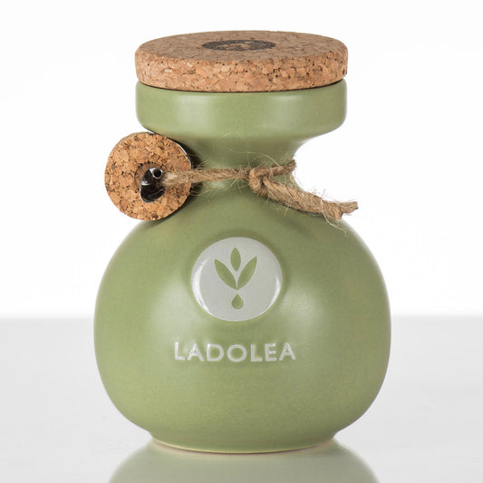 Ladolea Organic Greek Extra Virgin Olive Oil in a traditional Green Ceramic Pot - 200ml