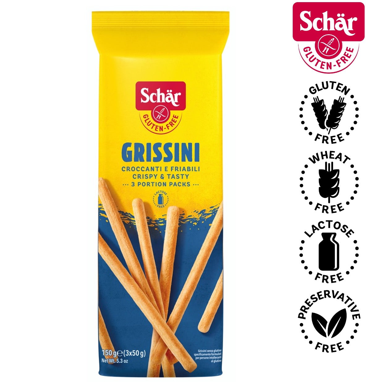 Schar Grissini Italian Gluten Free Breadsticks - 150gr (3x50gr)