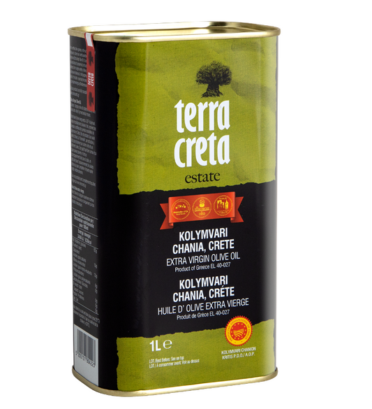 Terra Creta Estate Greek Extra Virgin Olive Oil PDO Kolymvari 1L Tin