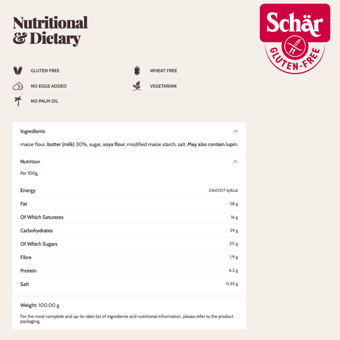 Schar Butter Cookies, Gluten Free - 100gr