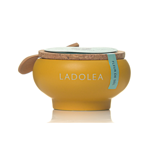 Ladolea Fleur de Sel Greek Sea Salt in a Ceramic Pot, 100g