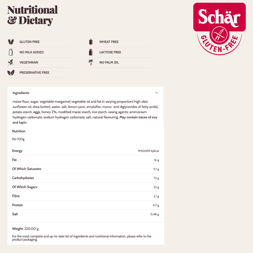 Schar Hoops Honey Biscuits, Gluten Free - 220gr