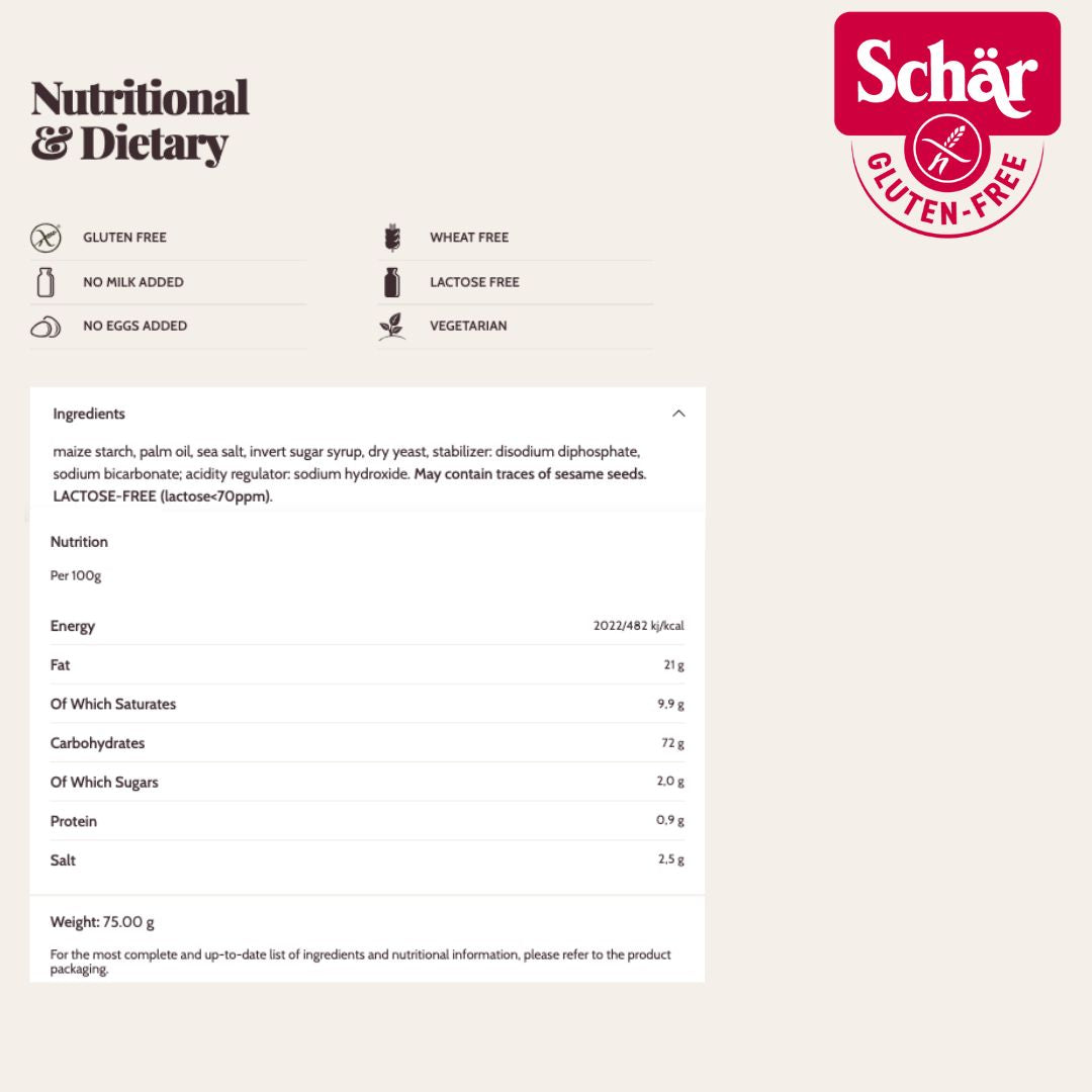 Schar Salinis Sticks Crunchy pretzels, Gluten Free - 75gr