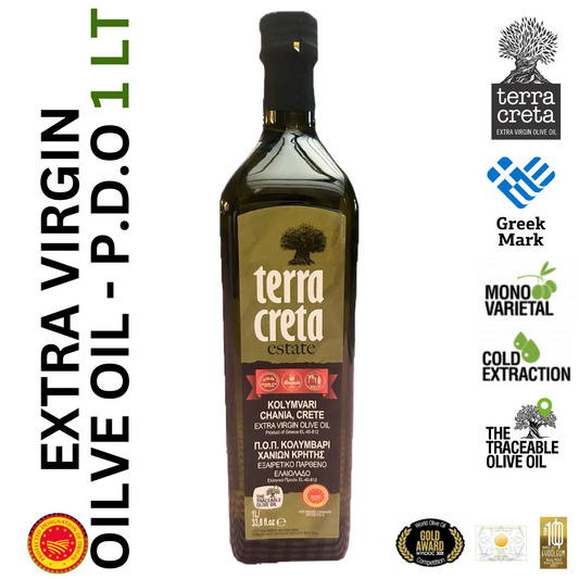 Terra Creta Estate Greek Extra Virgin Olive Oil  PDO Kolymvari - 1L Glass Bottle