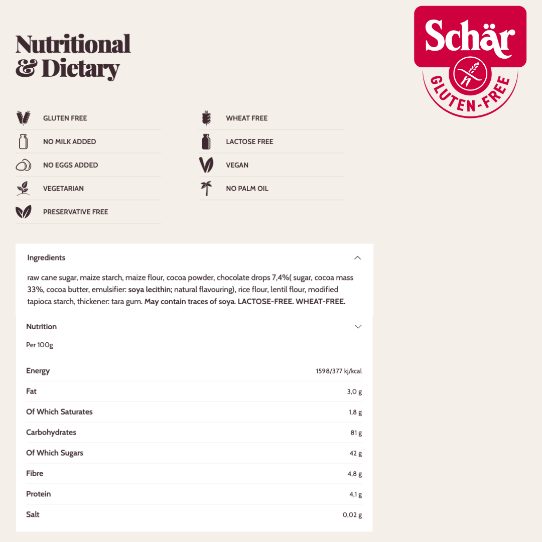 Schar Brownies Mix with Belgian Chocolate, Gluten Free - 350g