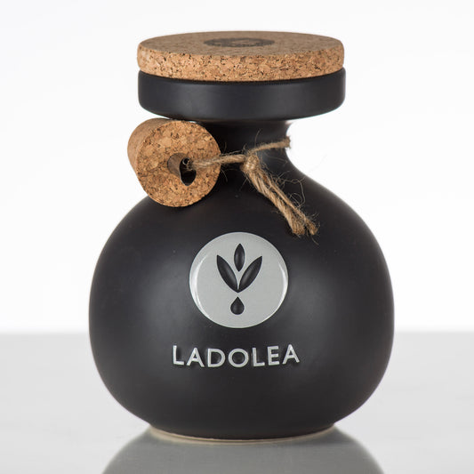 Ladolea Greek Extra Virgin Olive Oil in a Black Ceramic Pot - 600ml