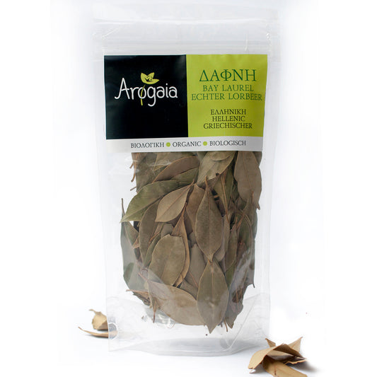 Arogaia Organic Greek Bay Leaves in a resealable bag, 20gr