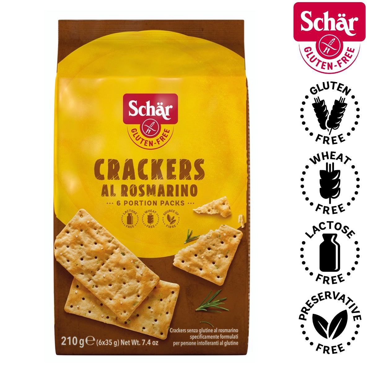 Schar Gluten Free Crackers with Rosemary - 210gr (6x35gr)