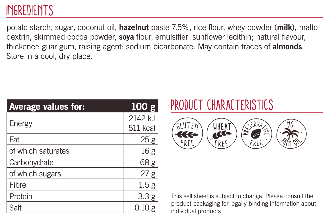 Schar Wafers with Hazelnut Cream - Gluten Free