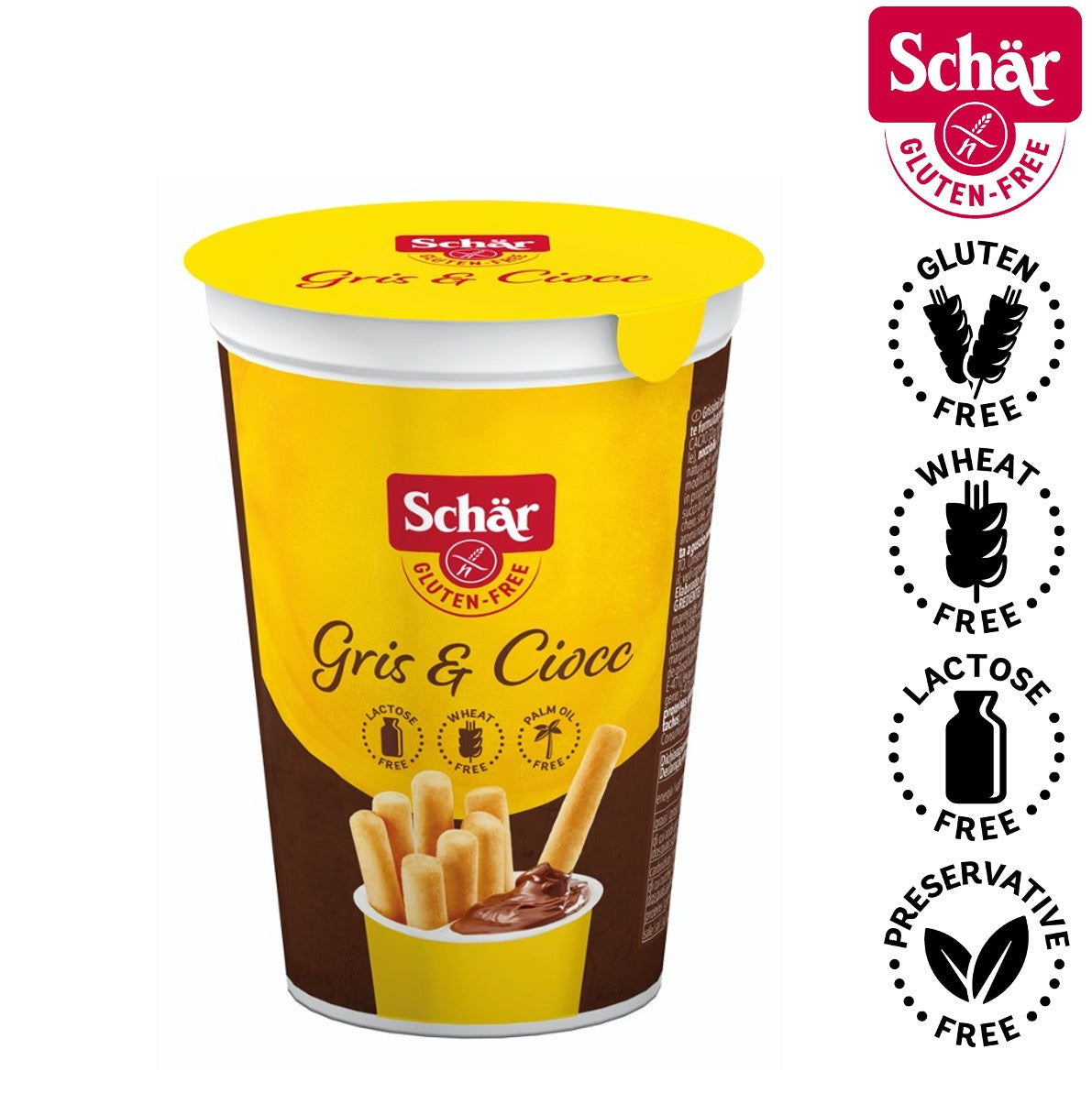Schar Milly Gris & Ciocc, Italian Breadsticks with a Cocoa Dipping Sauce, Gluten Free - 52gr