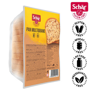 Schar Pan Multigrano, Multigrain White Sliced Bread with Seeds, Gluten Free - 250gr