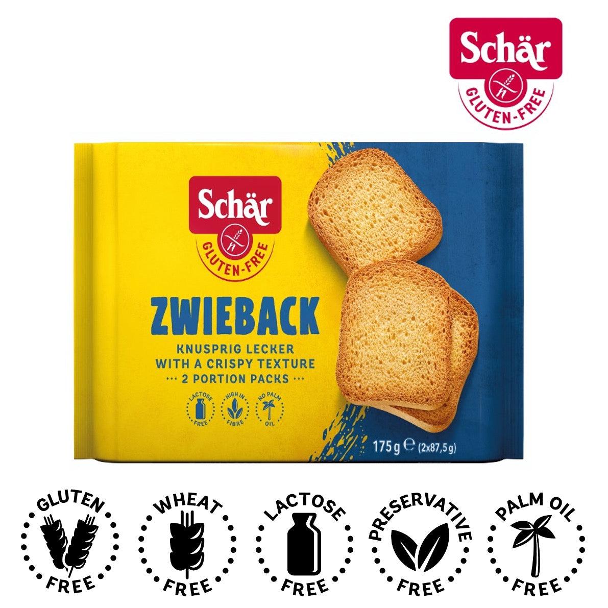 Schar Zwieback, Gluten Free Rusks - 175gr (2x87.5gr)