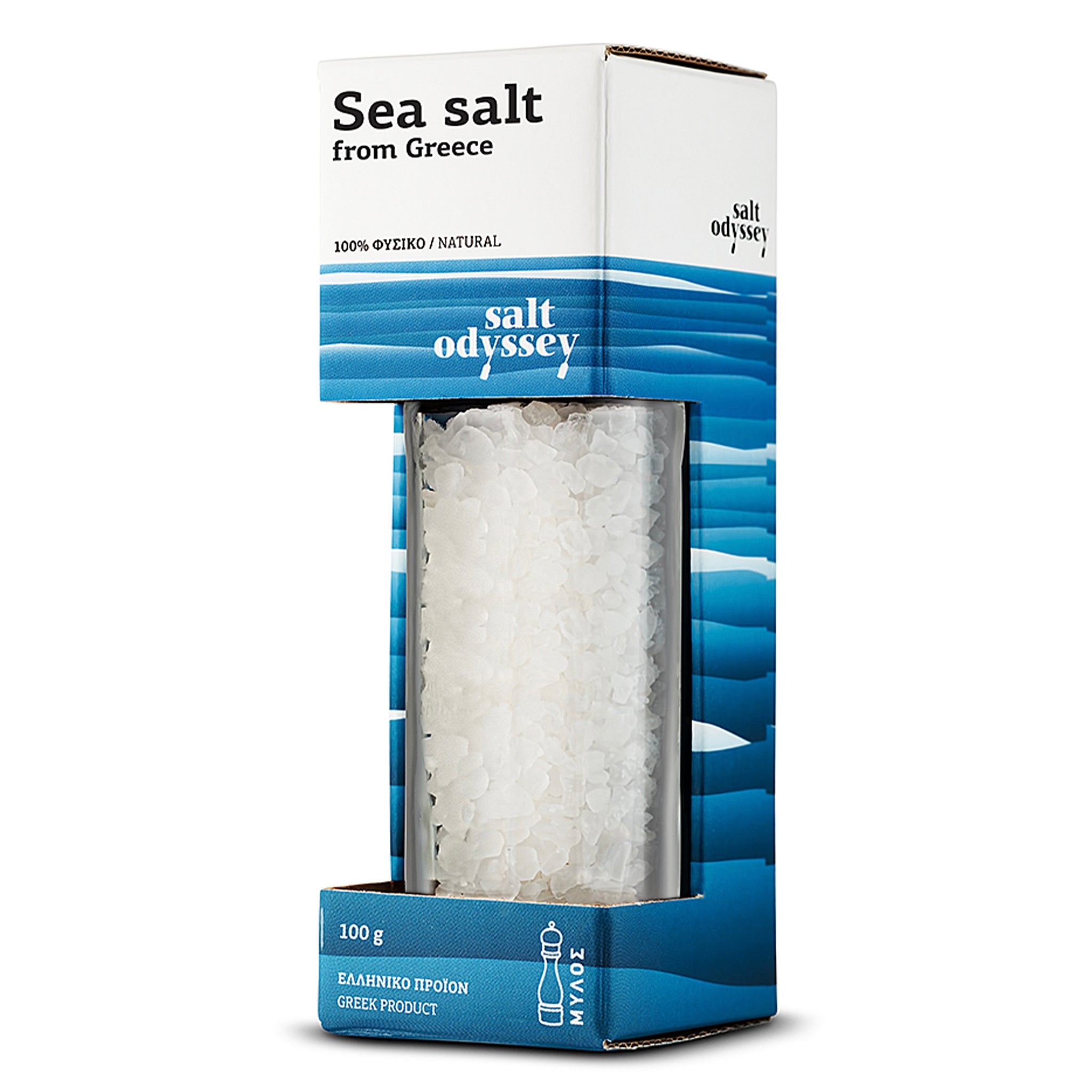 Salt Odyssey Natural Coarse Greek Salt in a Ceramic Mill - 100gr
