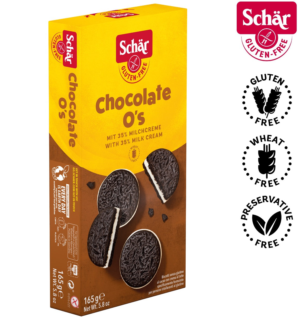 Schar Chocolate O's  Gluten Free Cookies  - 165gr