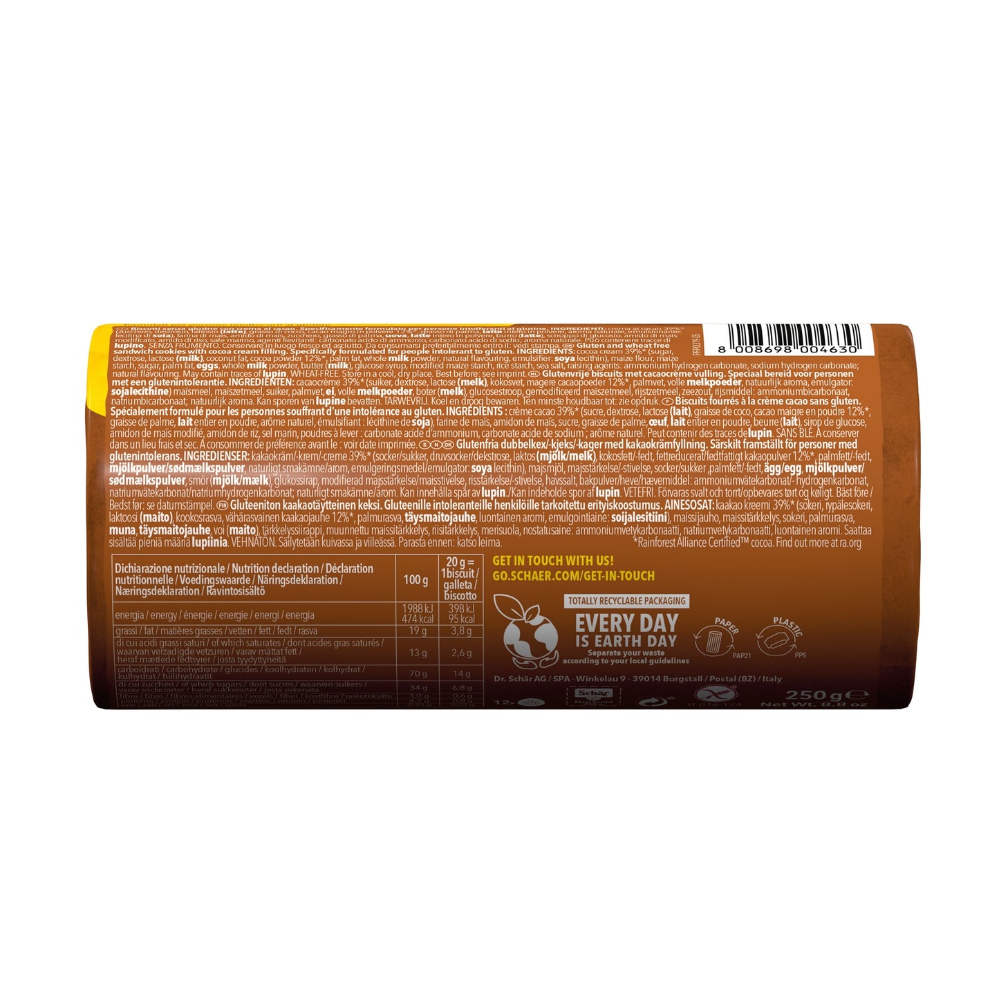 Gluten Free Maxi Sorrisi, Vanilla and Chocolate Sandwich 250g
