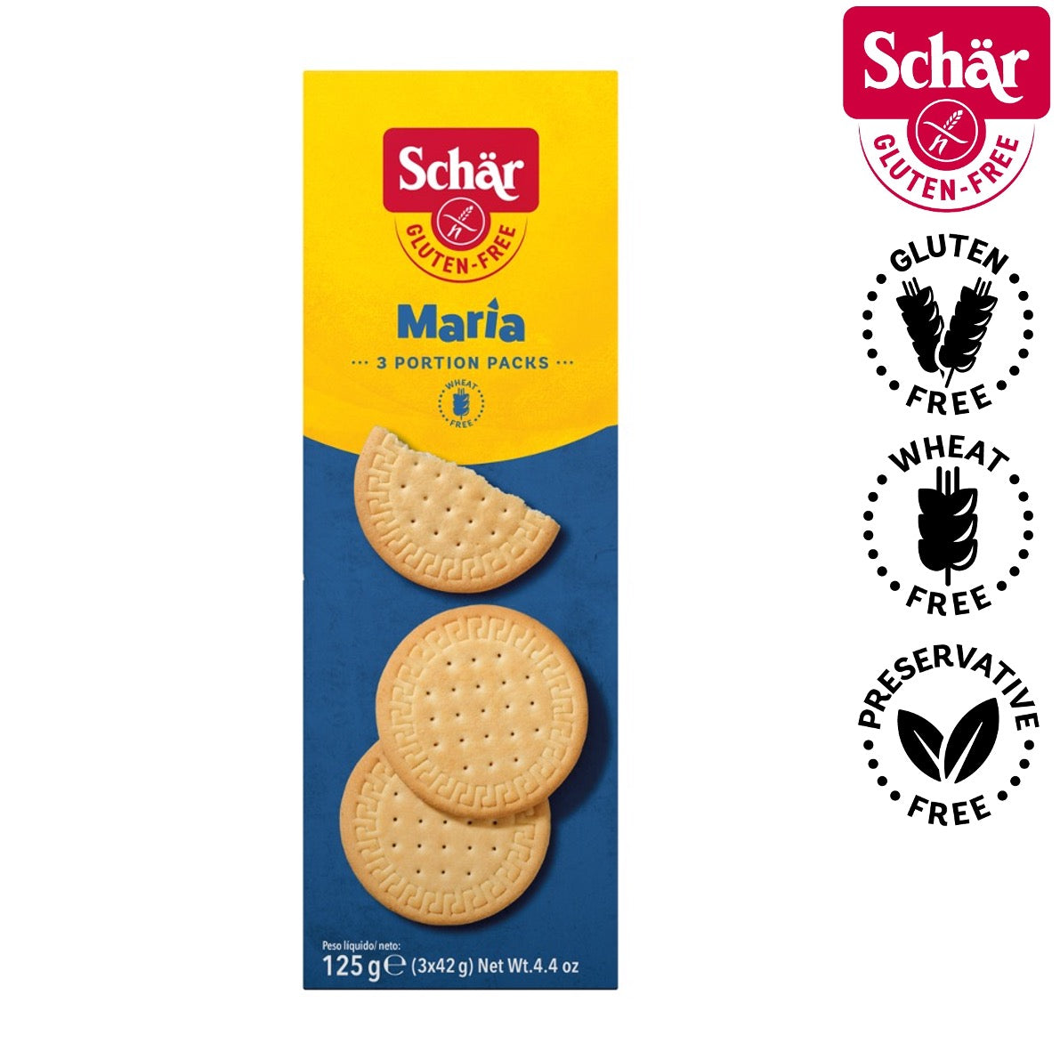 Schar Gluten Free Maria Plain Cookies  - 125gr (3x42gr)
