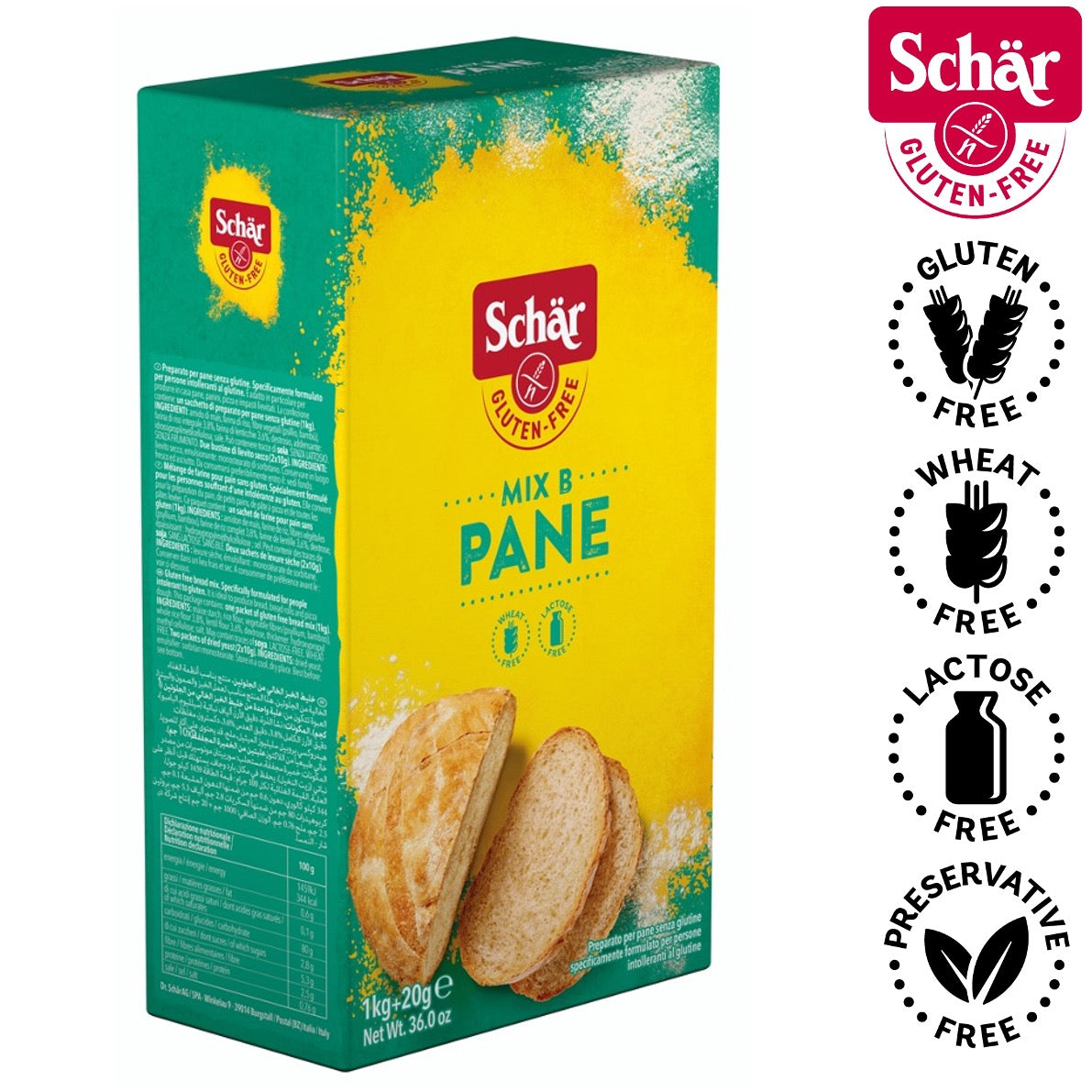 Schar Mix B,  Gluten Free Bread Mix Flour, - 1020gr (with gluten free yeast!)