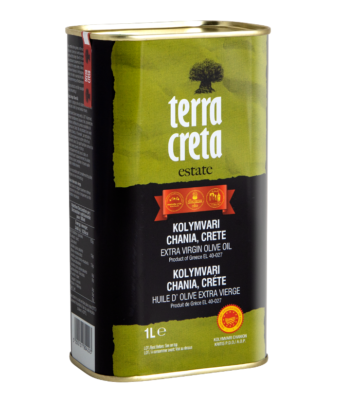 Terra Creta Estate Greek Extra Virgin Olive Oil PDO Kolymvari 1L Tin